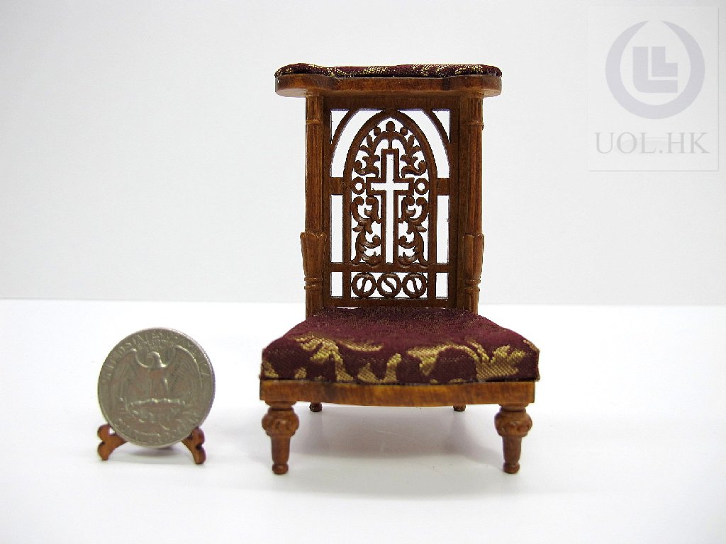 1:12 Scale Miniature Prayer Kneeler For Doll House-Walnut
